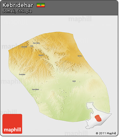 Physical 3D Map of Kebridehar, single color outside