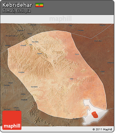 Satellite 3D Map of Kebridehar, darken