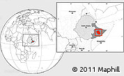 Blank Location Map of Kebridehar, highlighted country, highlighted parent region, within the entire country