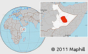Gray Location Map of Kebridehar, highlighted parent region