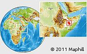 Physical Location Map of Kebridehar, highlighted parent region, within the entire country