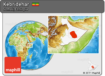 Physical Location Map of Kebridehar, highlighted parent region