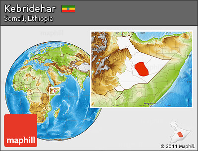 Physical Location Map of Kebridehar, highlighted parent region