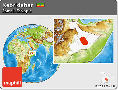 Physical Location Map of Kebridehar, highlighted parent region