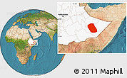 Satellite Location Map of Kebridehar, highlighted country
