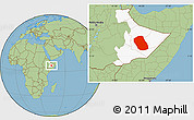 Savanna Style Location Map of Kebridehar, highlighted parent region