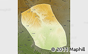 Physical Map of Kebridehar, darken