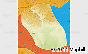 Physical Map of Kebridehar, political outside