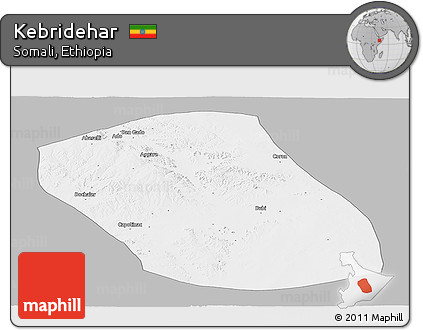 Gray Panoramic Map of Kebridehar, single color outside