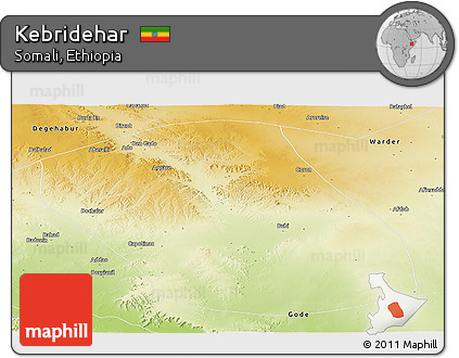 Physical Panoramic Map of Kebridehar