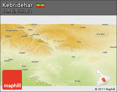 Physical Panoramic Map of Kebridehar