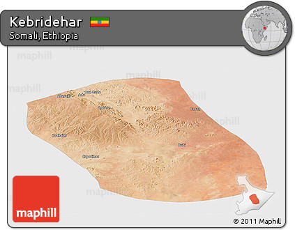 Satellite Panoramic Map of Kebridehar, single color outside