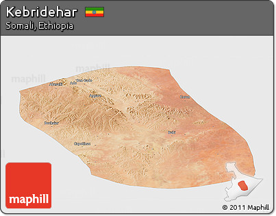 Satellite Panoramic Map of Kebridehar, single color outside