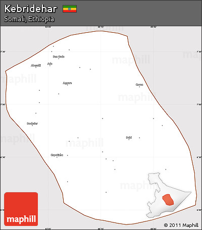 Classic Style Simple Map of Kebridehar, cropped outside