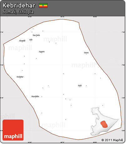 Classic Style Simple Map of Kebridehar, cropped outside