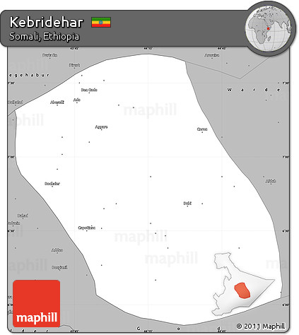 Gray Simple Map of Kebridehar