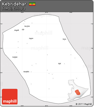 Silver Style Simple Map of Kebridehar, cropped outside