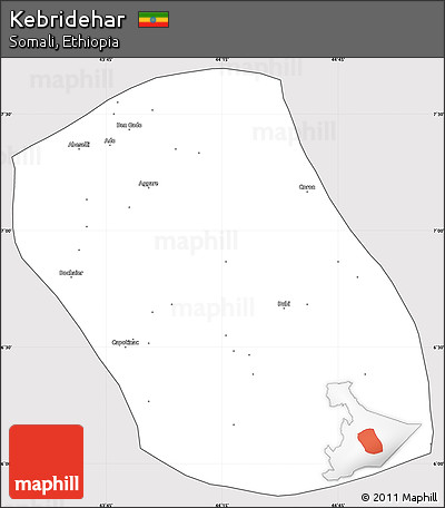 Silver Style Simple Map of Kebridehar, cropped outside