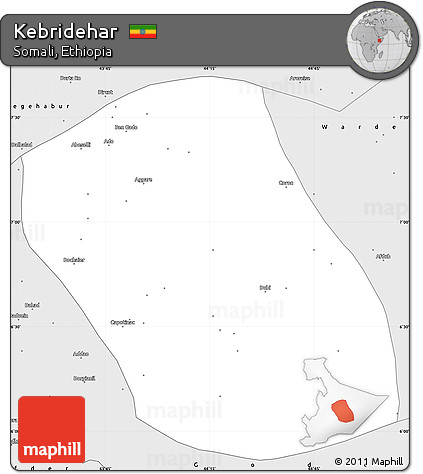 Silver Style Simple Map of Kebridehar