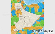 Shaded Relief Map of Somali, political outside