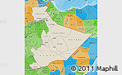 Shaded Relief Map of Somali, political shades outside