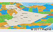 Shaded Relief Panoramic Map of Somali, political outside