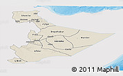 Shaded Relief Panoramic Map of Somali, single color outside