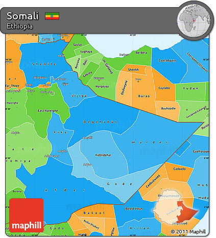 Political Shades Simple Map of Somali