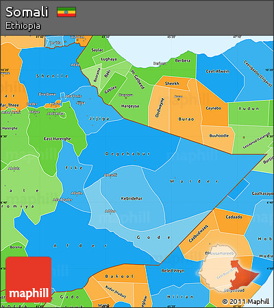 Political Shades Simple Map of Somali