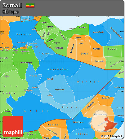 Political Shades Simple Map of Somali