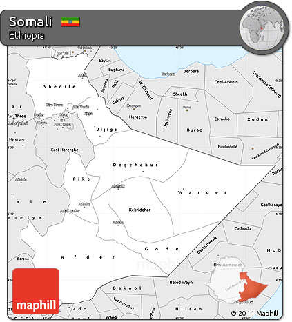 Silver Style Simple Map of Somali