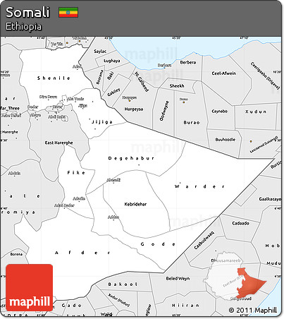 Silver Style Simple Map of Somali