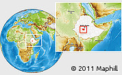 Physical Location Map of Gurage, highlighted country, within the entire country
