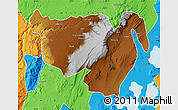 Physical Map of Gurage, political outside