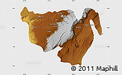 Physical Map of Gurage, single color outside