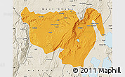 Political Map of Gurage, shaded relief outside