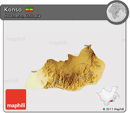 Physical 3D Map of Konso, cropped outside