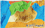 Physical 3D Map of Konso, political outside
