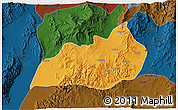 Political 3D Map of Konso, darken