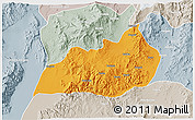 Political 3D Map of Konso, lighten, semi-desaturated