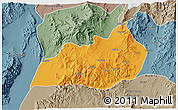 Political 3D Map of Konso, semi-desaturated