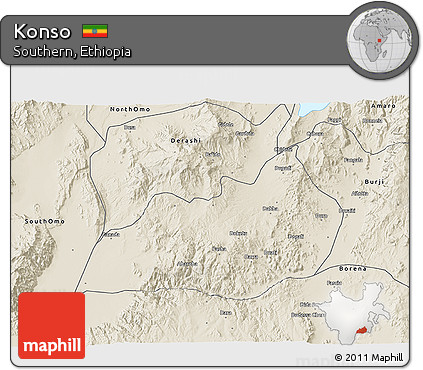 Shaded Relief 3D Map of Konso