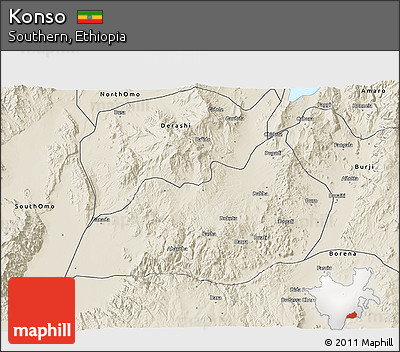 Shaded Relief 3D Map of Konso