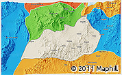Shaded Relief 3D Map of Konso, political outside