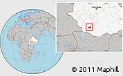 Gray Location Map of Konso, highlighted country