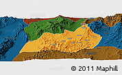 Political Panoramic Map of Konso, darken