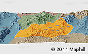 Political Panoramic Map of Konso, semi-desaturated