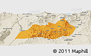 Political Panoramic Map of Konso, shaded relief outside