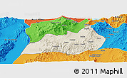Shaded Relief Panoramic Map of Konso, political outside