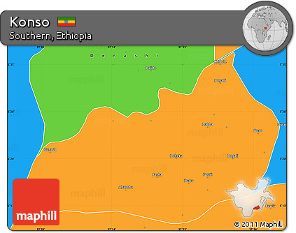 Political Simple Map of Konso